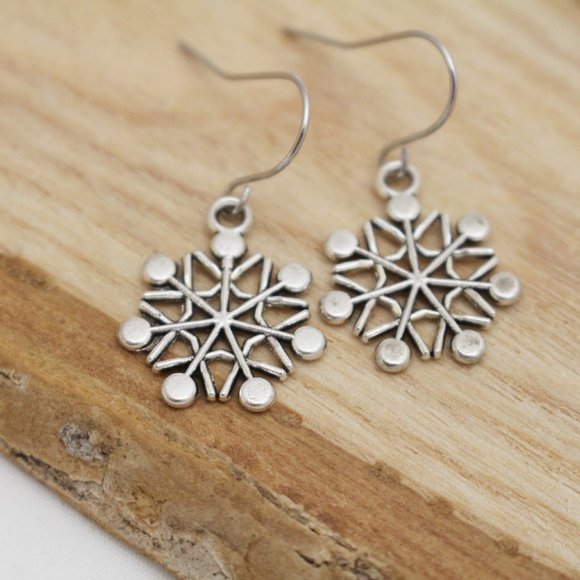Bubble Snowflake Charm Earrings - Picture 1 of 8
